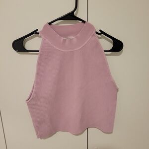 Babaton Lilac Ribbed Crop Top